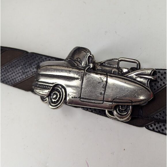 Other - Vintage Italian Leather Belt with Car Buckle – Quelli Della Pelle – Size 37–42